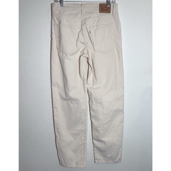 Levis Pants Womens 27 32 Beige Cream Corduroy 94 Baggy Straight Leg Cords Chino - Picture 4 of 13
